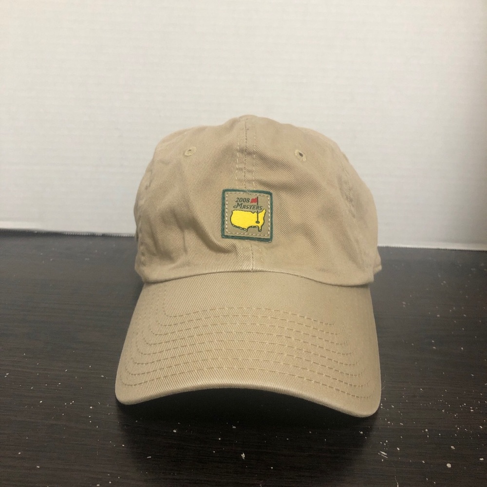 2008 Masters Khaki Colored Baseball Cap Adjustable With Masters Emblem Gently Us